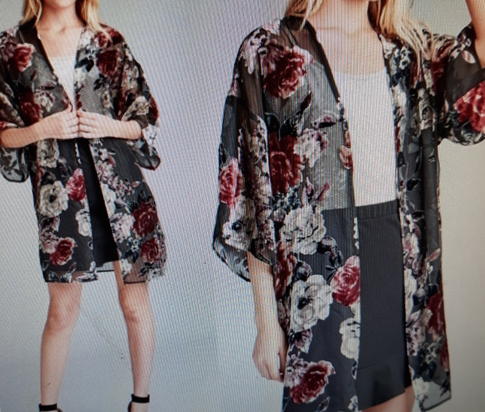 Floral Print Kimono Top 1S 1M 1L left - Great for the Holidays